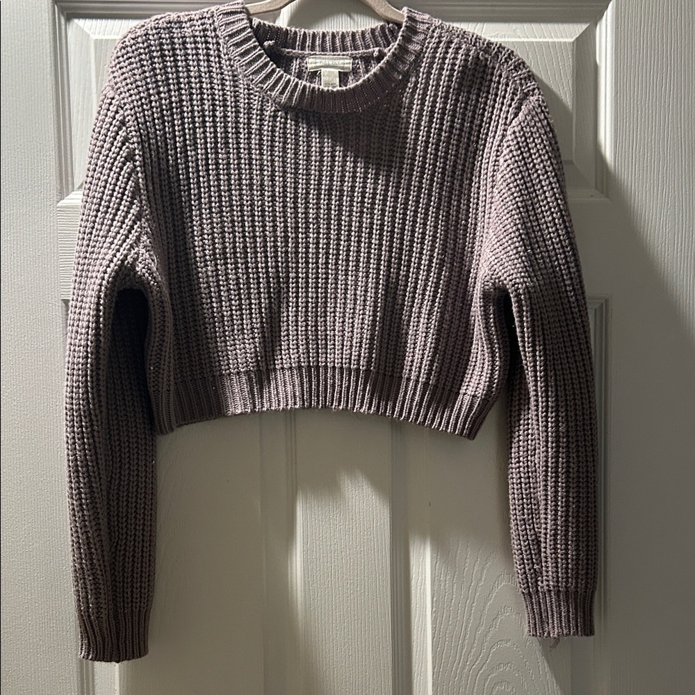 Women's Cropped Knit Sweater - Purple